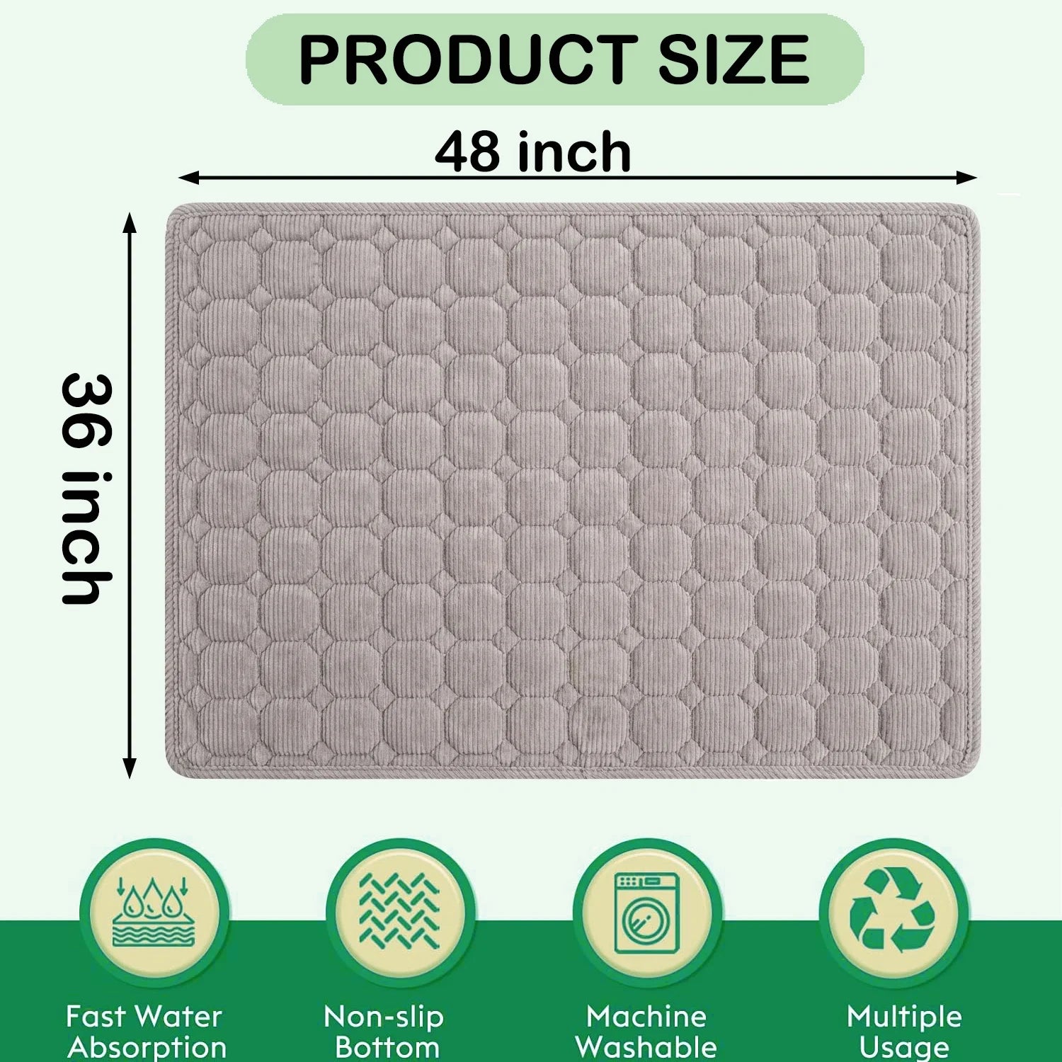 Large Dog Crate Bed Dog Crate Pad Washable Dog Bed Mat for Crate Mats for Dog Cage Mat Dog Kennel Pad Dog Kennel Mat Dog Crate Liner Dog Beds for Large Dog,48" X 36"